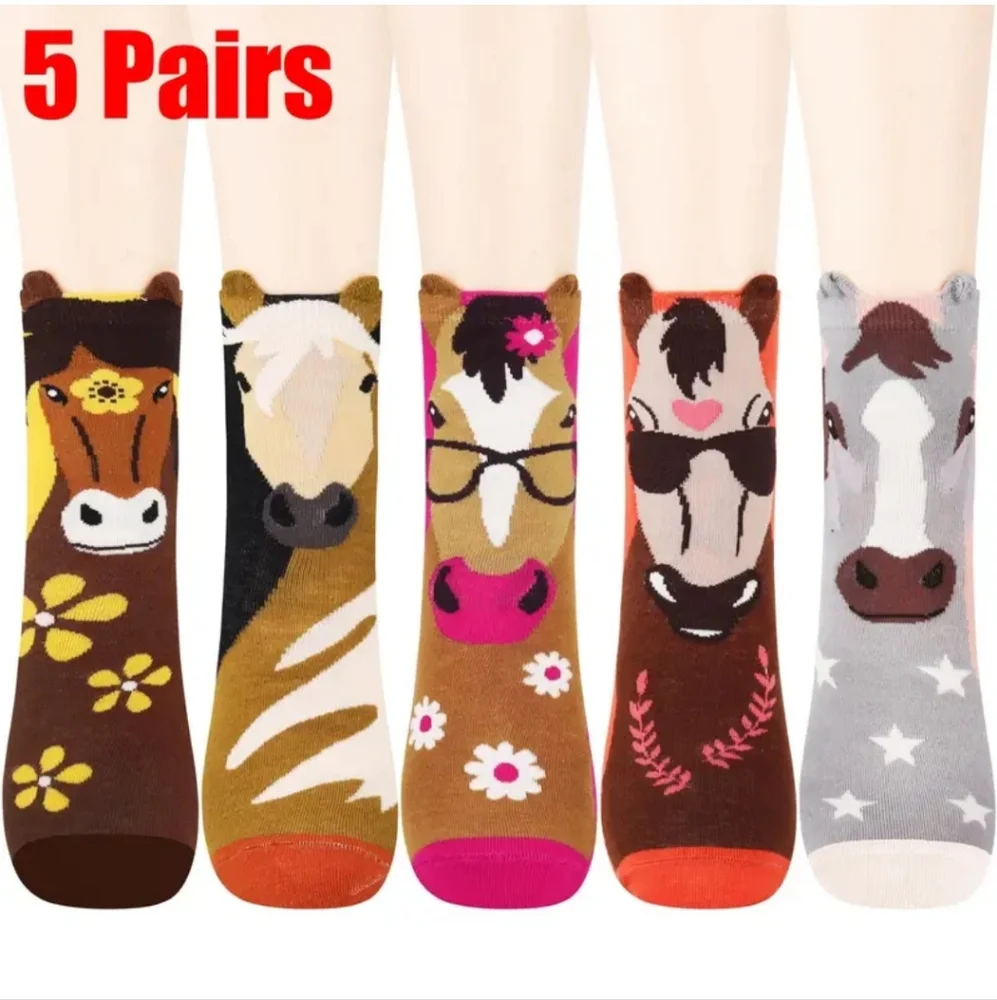 5 pr Horse pattern Equestrian socks Bundle for the fashionable horse enthusiast